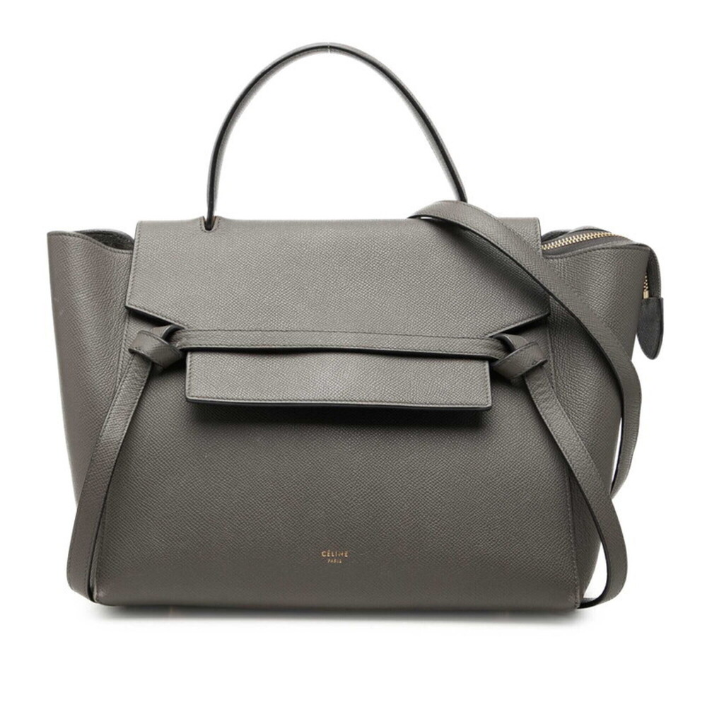 Celine Belt Bag Mini Handbag Shoulder 2WAY 176103 Gray Leather Women's CELINE